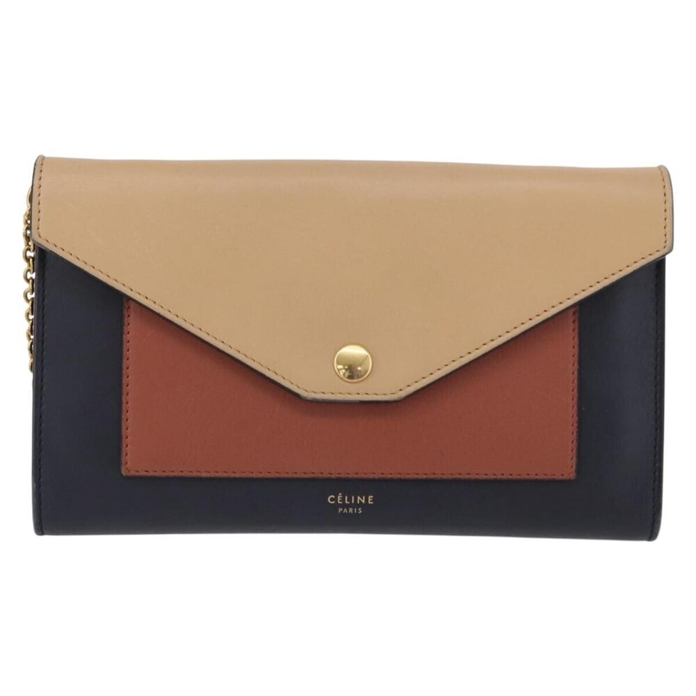 Celine Pocket Envelope Wallet on Chain Leather Medium